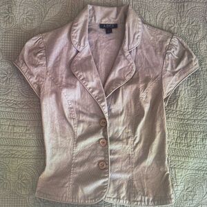 A. Byer Tan Button-Up Blouse